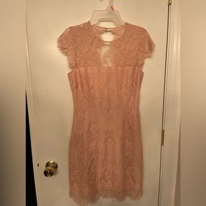 Only worn once! Light pink lace dress size 6!